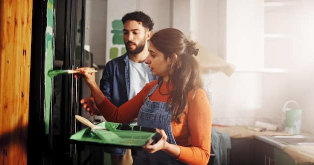 diy maintenance painting with couple kitchen apartment together home improvement paintbrush renovation teamwork with people new house remodeling repairs restoration 590464 533785